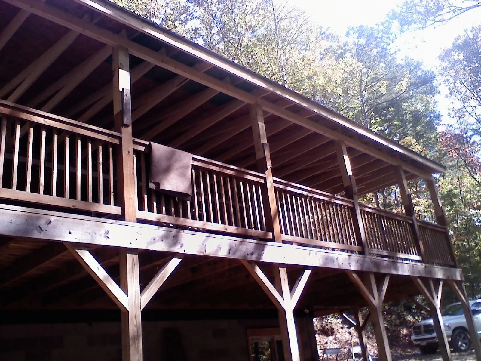 Timber framing under a new elevated porch and deck — Roof Leak Repair in Farmersburg by Roofing Brothers